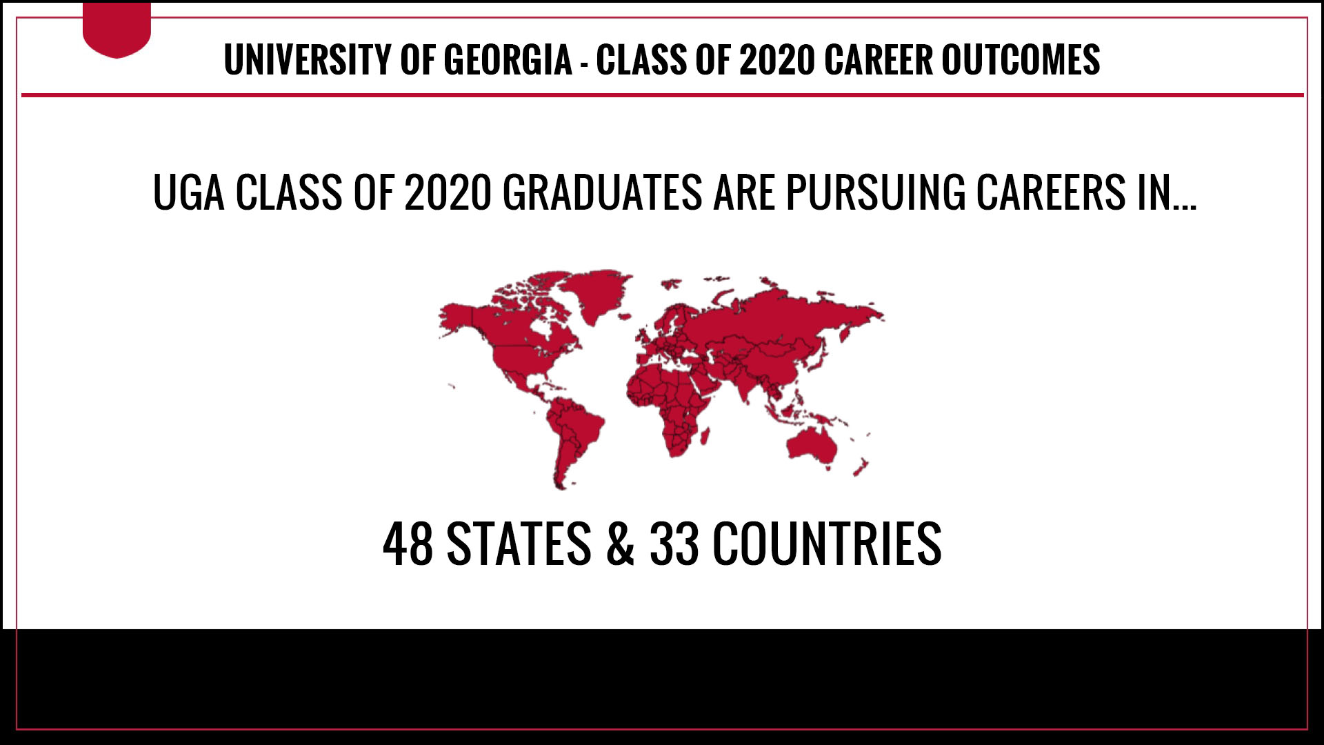 CLASS OF 2020 GRADUATES ARE PURSUING CAREERS IN 48 STATES AND 33 COUNTRIES