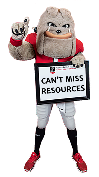 Hairy Dawg holding sign that reads - can't miss resources