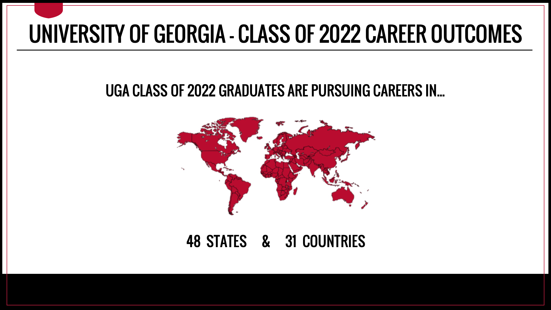 UGA CLASS OF 2022 GRADUATES ARE PURSUING CAREERS IN 48 STATES AND 31 COUNTRIES