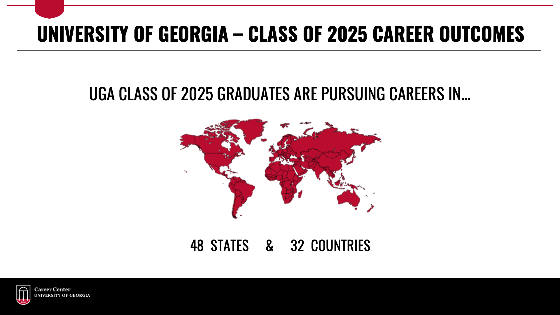 UGA CLASS OF 2025 GRADUATES ARE PURSUING CAREERS IN 48 STATES AND 32 COUNTRIES