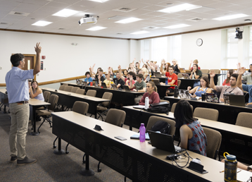 photo of faculty member addressing a class