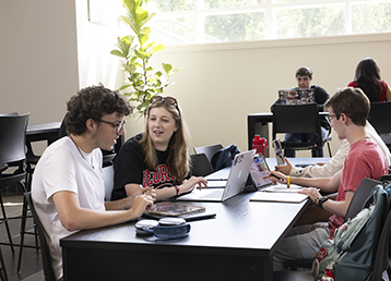 photo of students working with laptop computers