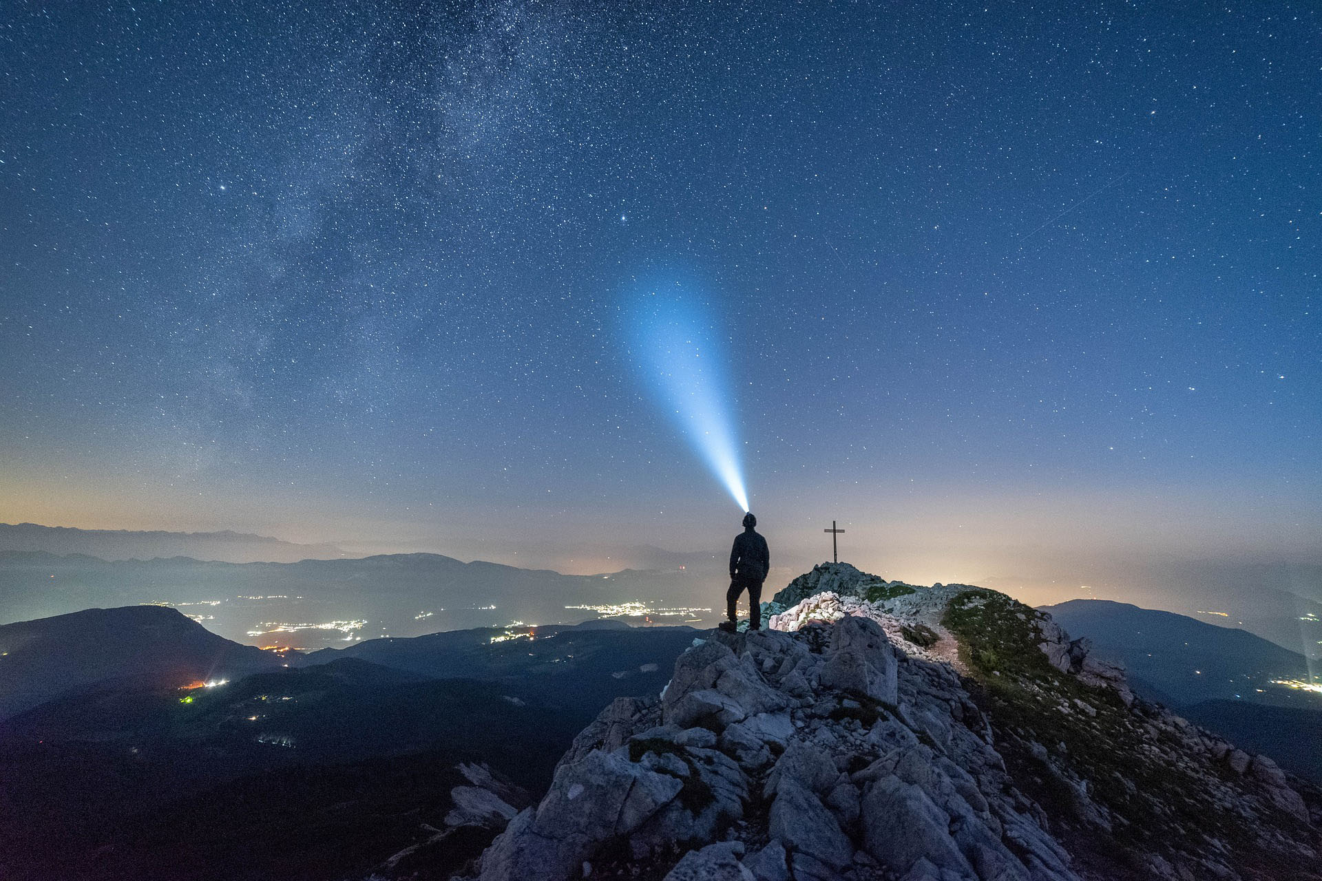 Person on a mountain top