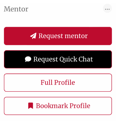UGA Mentor Program website screenshot - Request a quick chat button