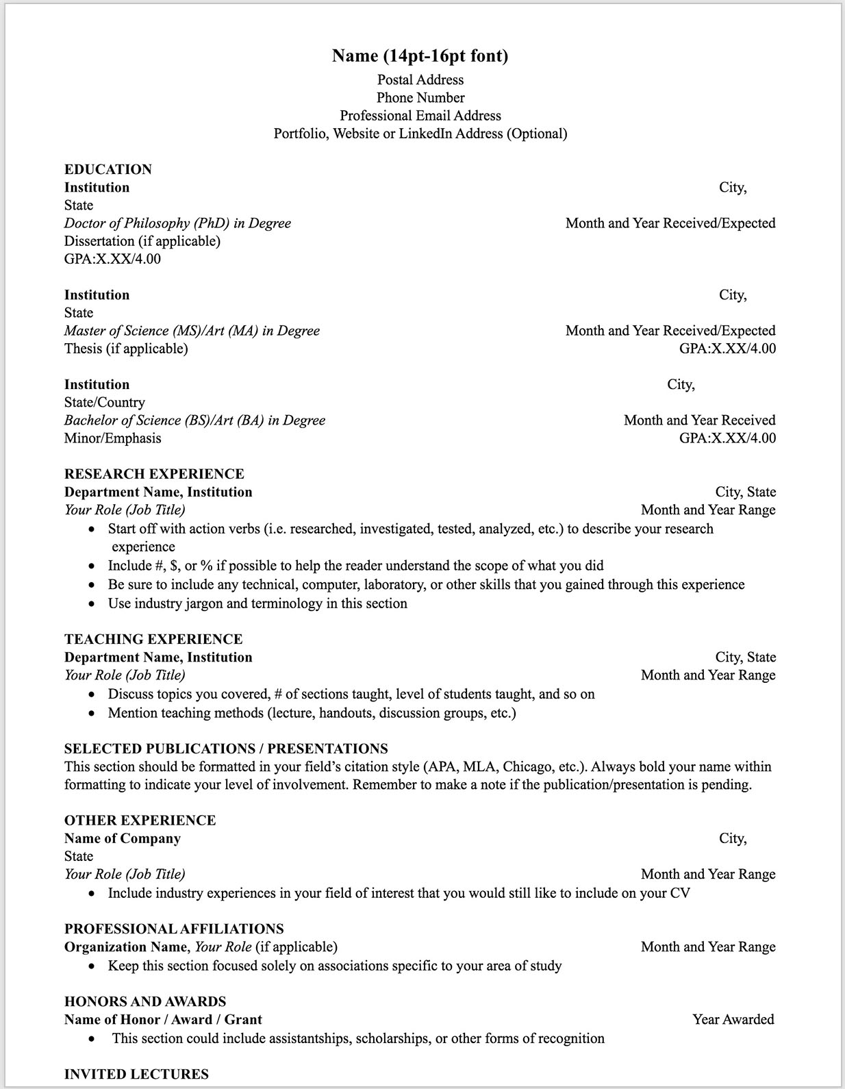 Basic cv template