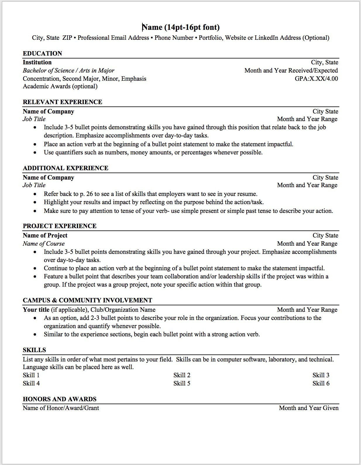 sample resume templates