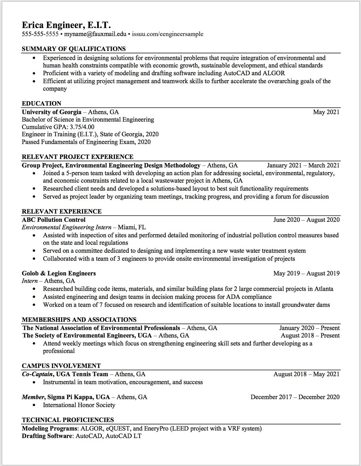 Engineering resume template
