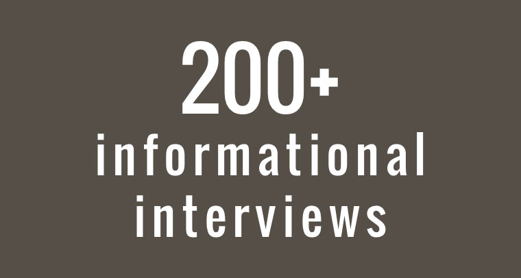 Over 200 informational interviews 