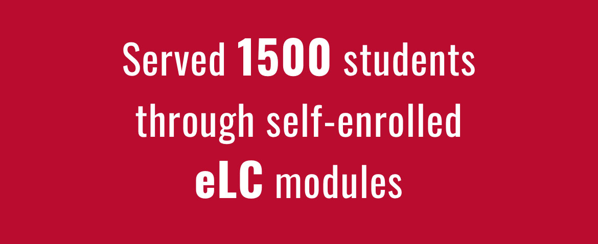 Served 1500 students through self-enrolled eLC modules