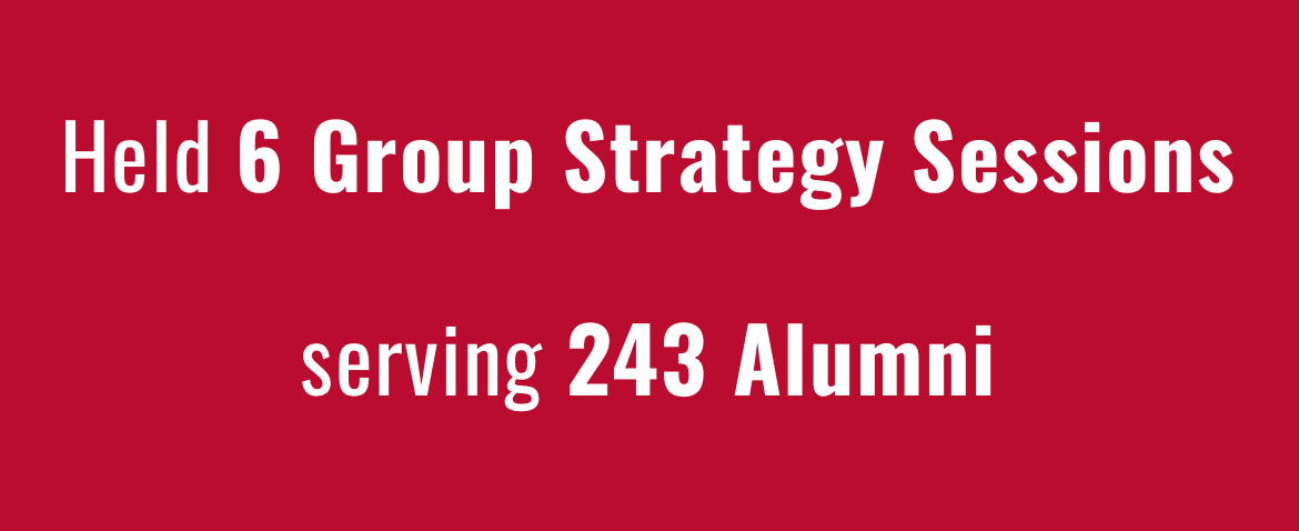 Held 6 group strategy sessions serving 243 alumni