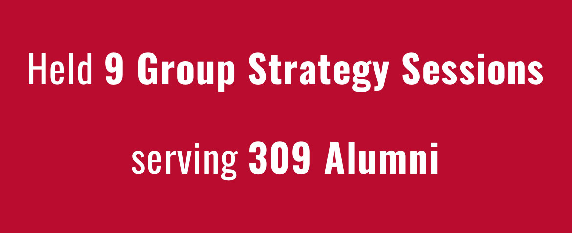 Held 9 group strategy sessions serving 309 alumni